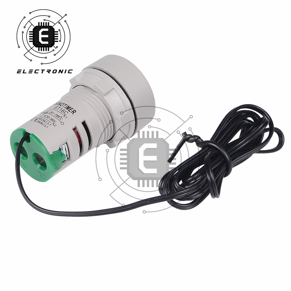 22MM Mini LED Digital Display Runde Thermometer AC 50-380V Rot Grün LED Temperatur messgerät Meter kabel 1 Meter