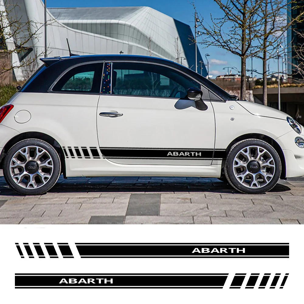 2PCS Car Side Door Line Stickers  Vinyl Film Styling Decals Auto Tuning Accessories For Fiat Abarth 500 595 Chevaux Grande Punto