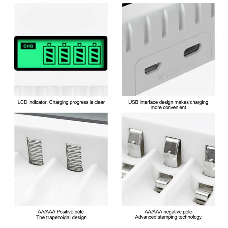 PUJIMAX LCD Display Smart Intelligent Battery Charger With 4 Slots  For AA/AAA NiCd NiMh Rechargeable Batteries aa aaa Charger