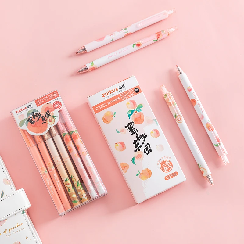 Kawaii stationery collection summer peach stationery set small fresh magnetic buckle pen tape countdown calendar