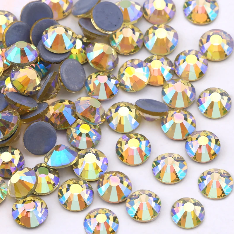 Jonquil AB Hot Fix Rhinestone SS6-SS30 Crystal Glass Iron On Stone For Clothes Wedding Clothing DIY Decoration