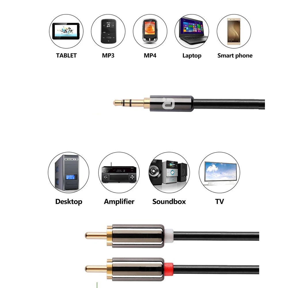 TAC350 RAC كابل جاك 3.5 مللي متر RAC كابل مساعد 3.5 مللي متر إلى 2RAC الصوت كابل للهاتف الكمبيوتر المتكلم محول