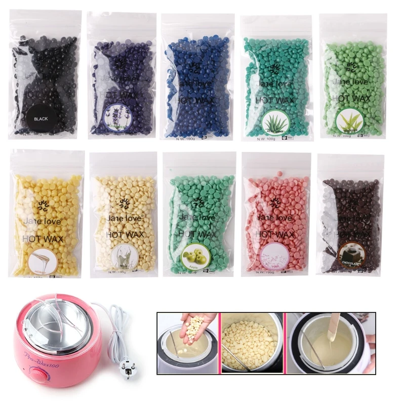 100g Delle Donne Degli Uomini Indolore Rimozione Dei Capelli Pellet Pellicola Calda Dura Cera Fagioli Ceretta Bikini Hot Viso Corpo Depilatoria No striscia di Pellet