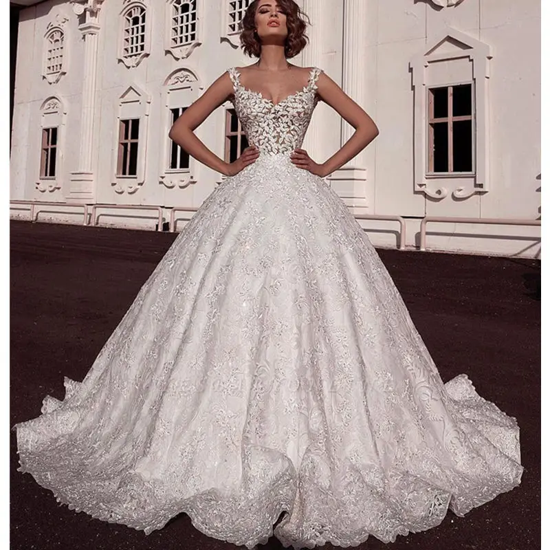 Vestido De Noiva Sexy Luxury Beaded Off Shoulder Wedding Dress Princess Sweetheart Applique Ball Gown Bride Dress