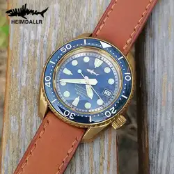 Heimdallr SDBX NH35 Automatic Mechanical Watch Men Sapphire Crystal Diver Bronze Watch Lord Of The Sea C3 Luminous Leather Watch