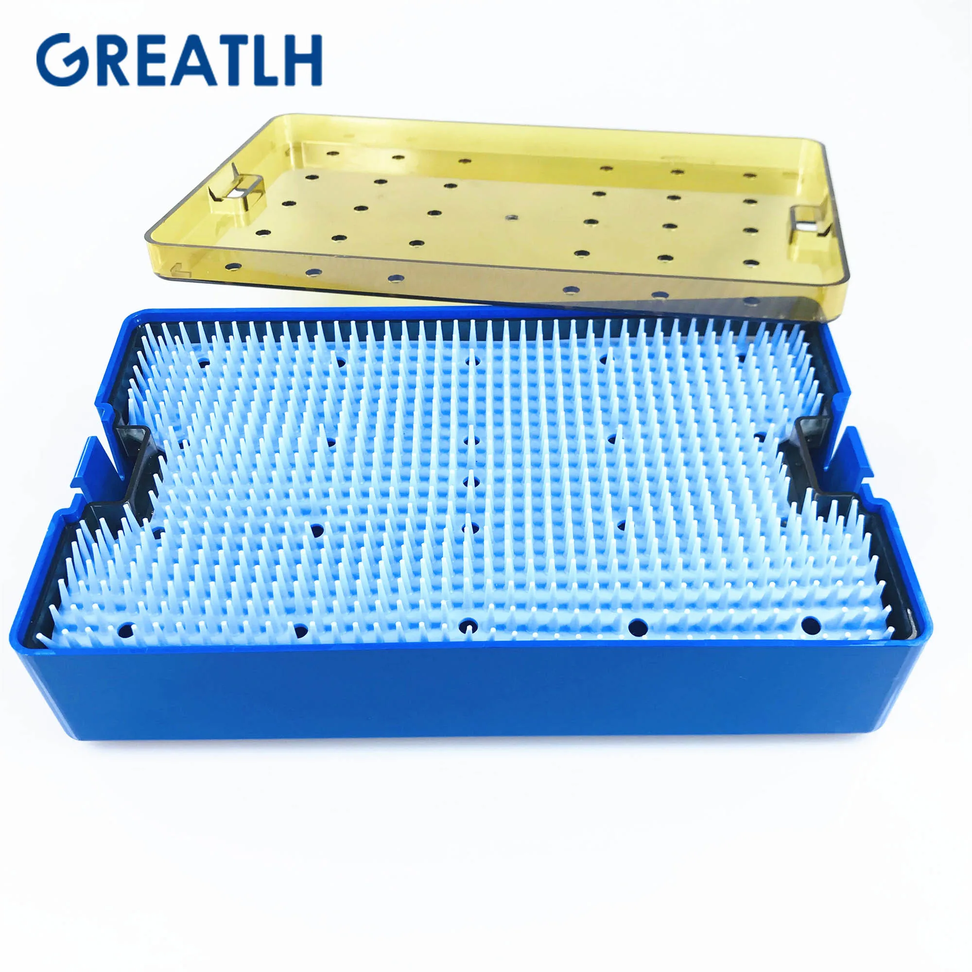 Autoclavable Double Layer Silicone Sterilization Tray Case with Silicone Mat Disinfecting Box Surgery Instrument 3Types Optional