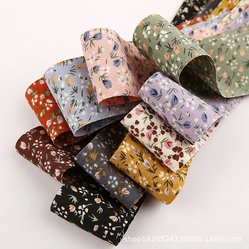 5 yards Double-sided Floral Chiffon Ribbon Diy Bowknot Hair Accessories Material Clothing Hat Gift Box Cake Bouquet Packaging