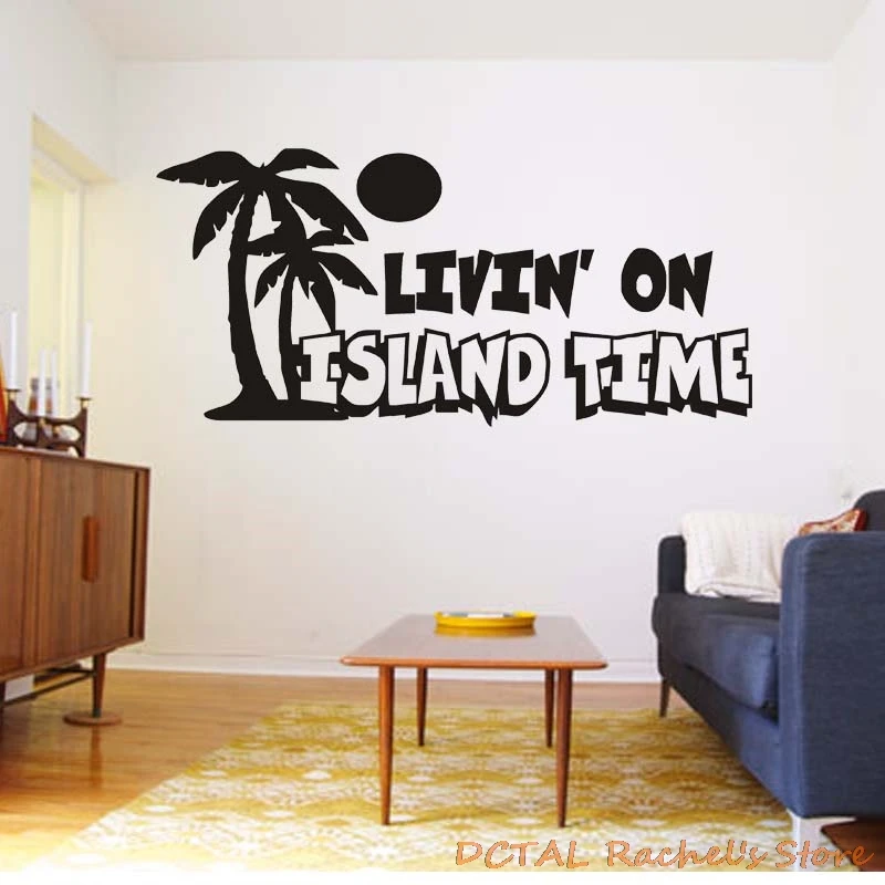 Resort Seashore Sticker Home Decor Vinyl Decal Coconut Tree Livin On Island Time