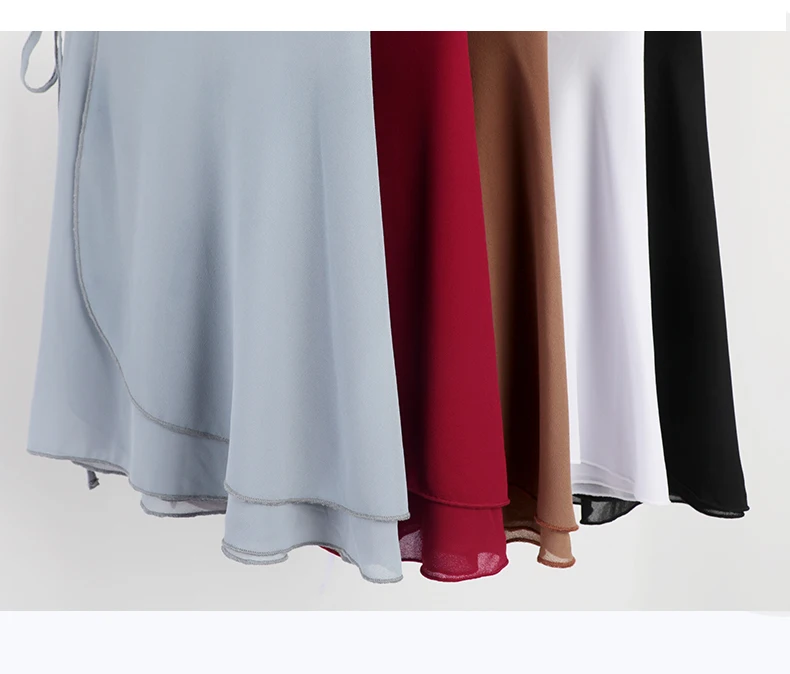 Frauen Ballett Rock binden Chiffon Röcke Mädchen Tanz kleid rot schwarz Ballerina Tüll Rock Erwachsenen Gymnastik Training Tanz tragen – Detail 5