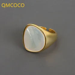QMCOCO Trendy Shell Geometry Rings For Women Simple Vintage Silver Color Elegant Wedding Party Jewelry Index Finger Accessories