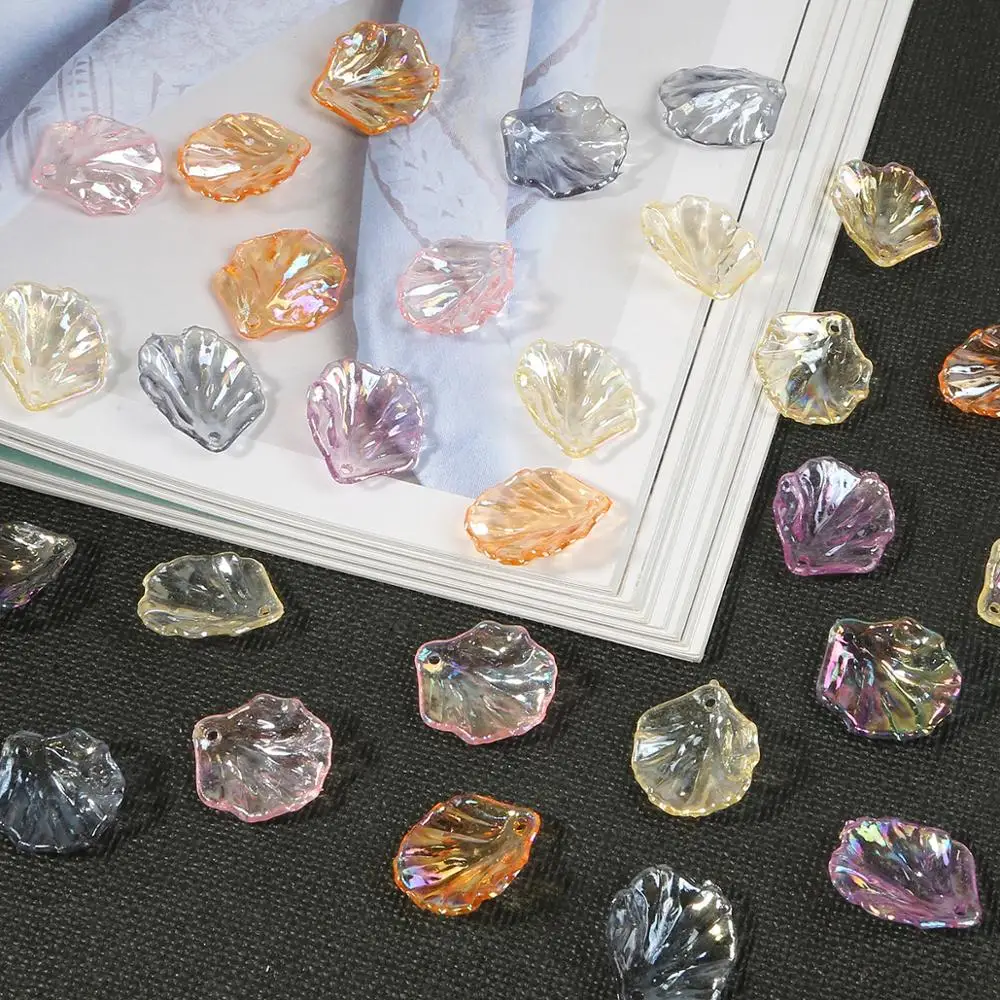 20pcs Transparent Imitation Pearls Acrylic Beads Petals Leaves Piece Charm for DIY Necklace Earrings Pendant Jewelry Making