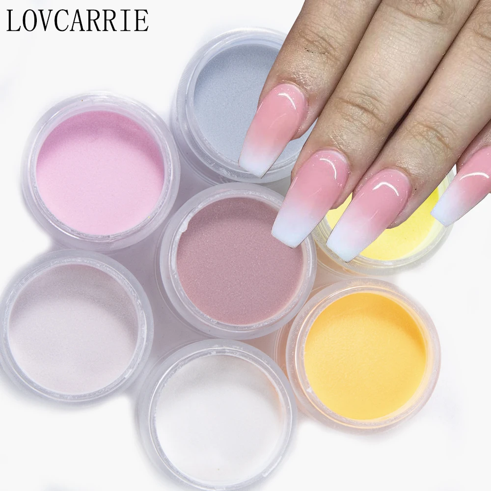 LOVCARRIE 1 Jar Acryl Pulver Liefert Nagel Tauch Pulver Glitter Nude Rosa Klar Kristall Polymer Pigment Acryl für Nails10ML