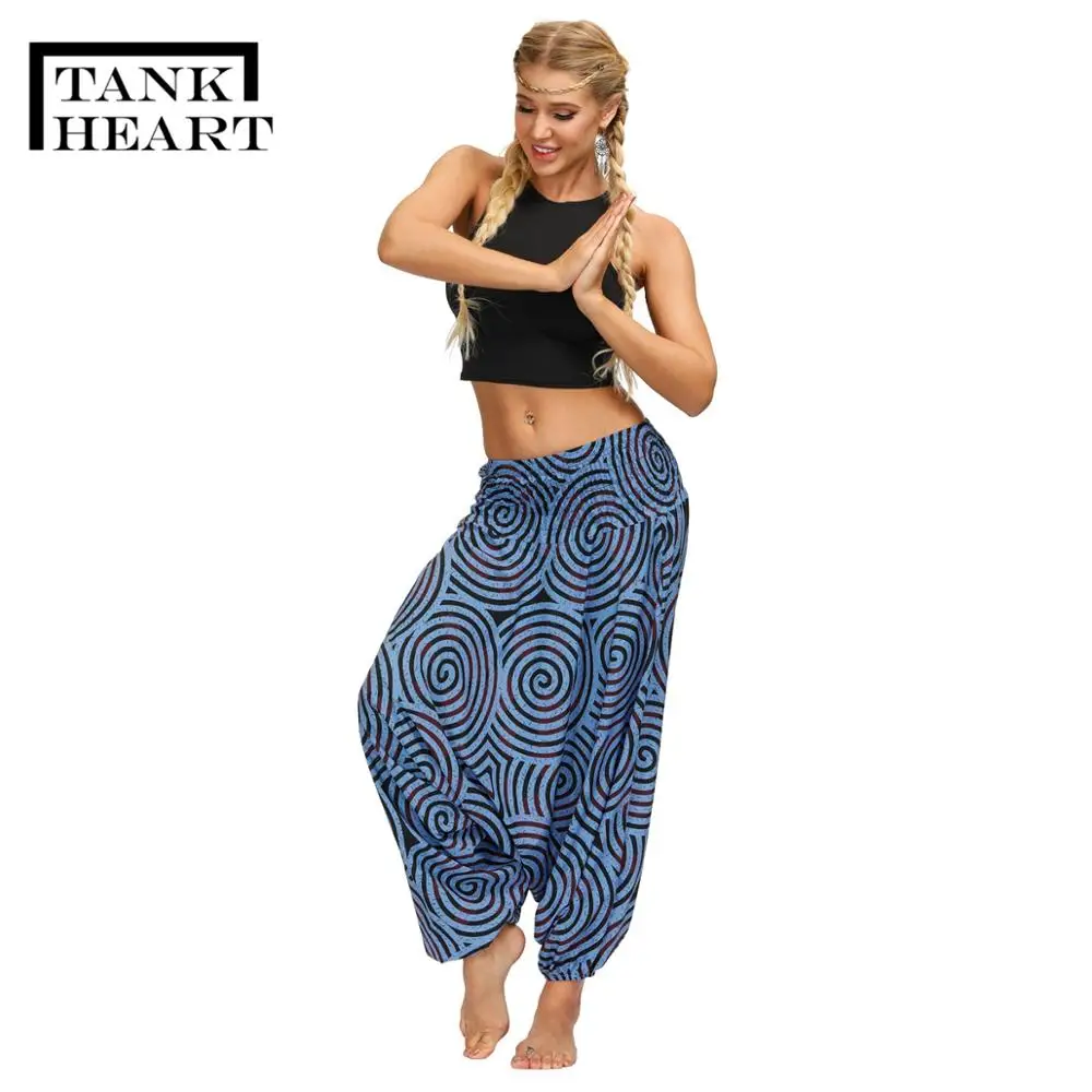 Printed High Waist Women Yoga pants Blend Bohemia Colorvalue Multicolor Print Long Yoga Pants Indian Loose Comfy Harem Trousers