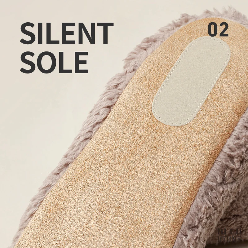 UTUNE High-top Mute Winter Women Slippers Indoor Fluffy Warm Men\'s Boots Anti-slip For Wooden Floor Silent Home Shoes Suede Sole