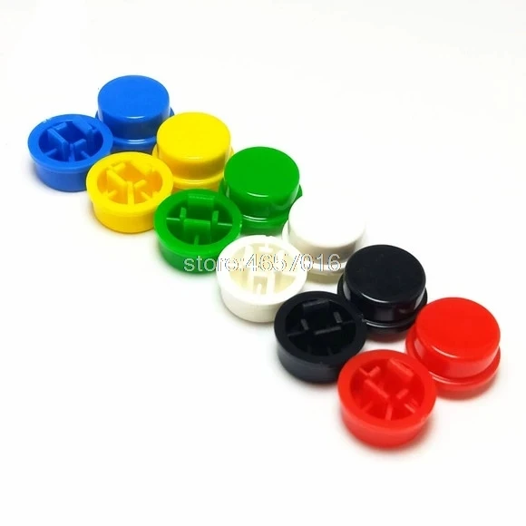 100PCS/LOT Round Tactile Button Caps For 12*12*7.3 mm Tact Switches 5 Colors Switch Cap