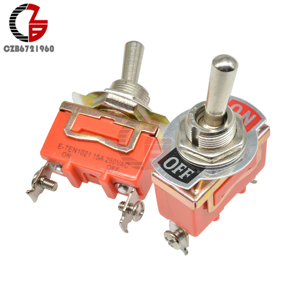 E-TEN 1021 Toggle Switch 29*14.5MM Orange 2Pin On-Off Switch Copper Contactor 250V 15A for Car Speaker PC