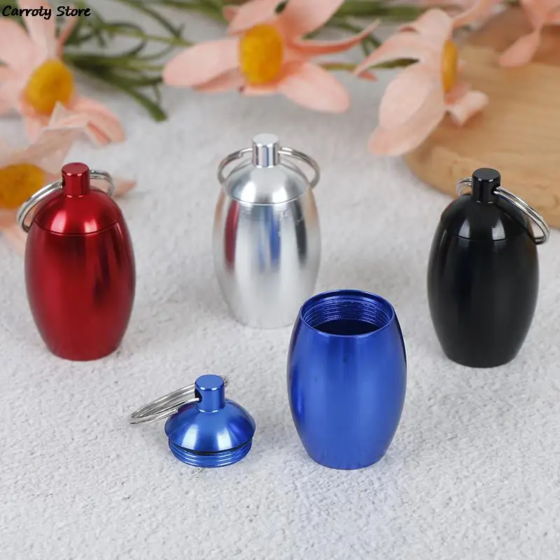 Portable Aluminum Pills Case Keychain Metal Pills Box Case Container Waterproof Pill Box Case Medicine Pill Container Holder