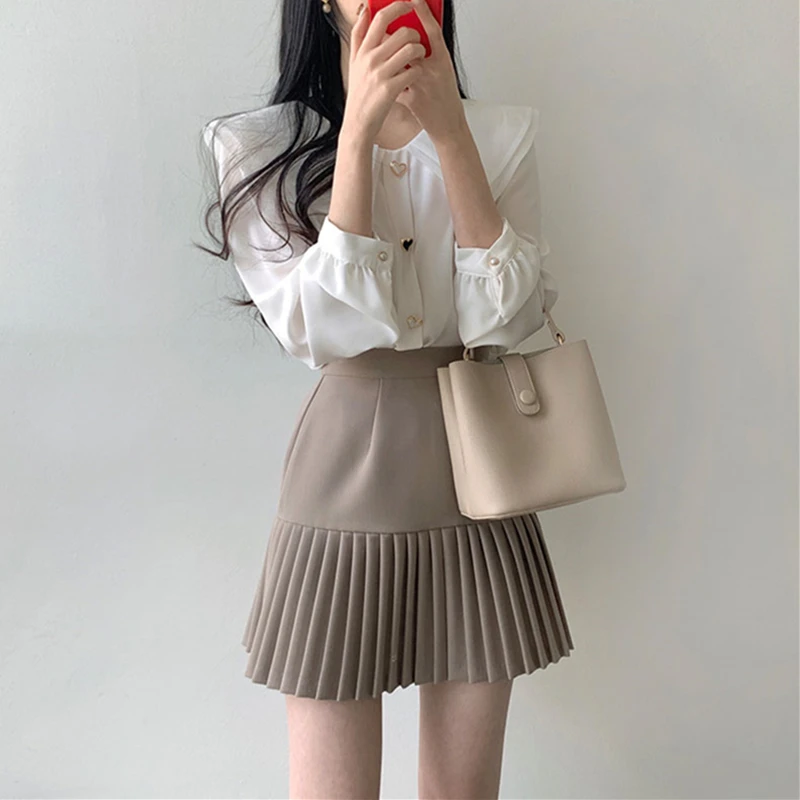 BL3252 New 2023 Spring Summer Women\'s Blouses Fashionable Elegant Office Buttons Oversized Korean Style Wild Pink Shirts Tops