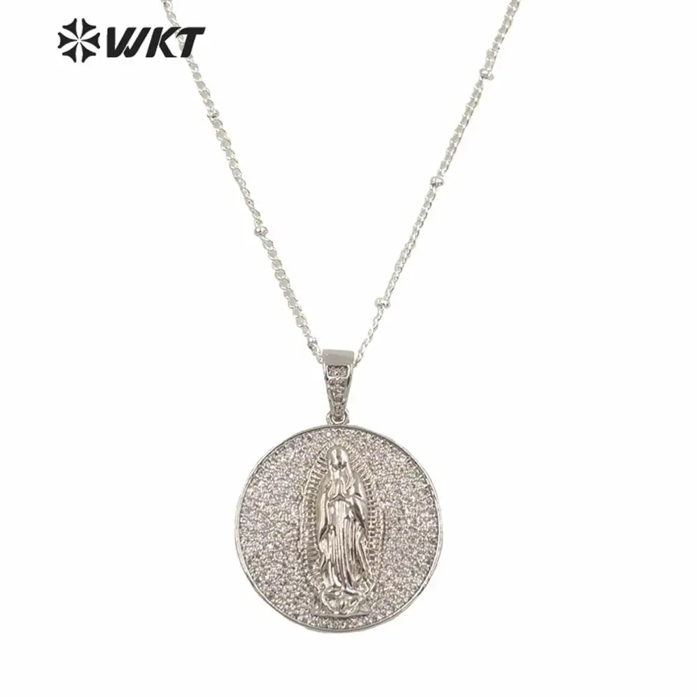 

WT-MN967 Supper Hot sales religious virgin Mary Christian religious necklace women micropave CZ setting platinums necklace