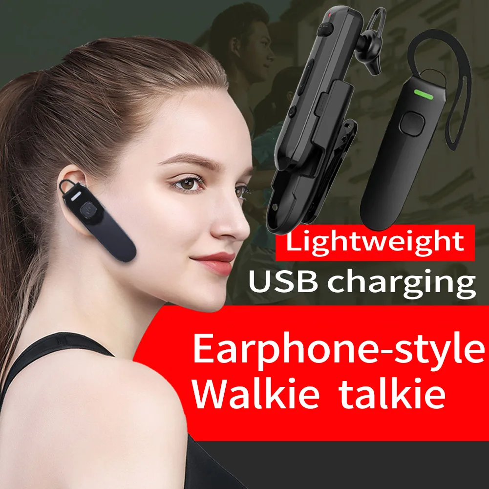 

2Pcs Earhook-Style Walkie Talkie Professional Mini Portable Two-Way Radio Speaker Intercom Communication Equipment Wireless Ham