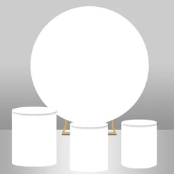 Solid White Round Panel for Children Birthday Banner  Portrait Baby Shower Bridal Wedding Party Photo Backgrounds Plinth Covers