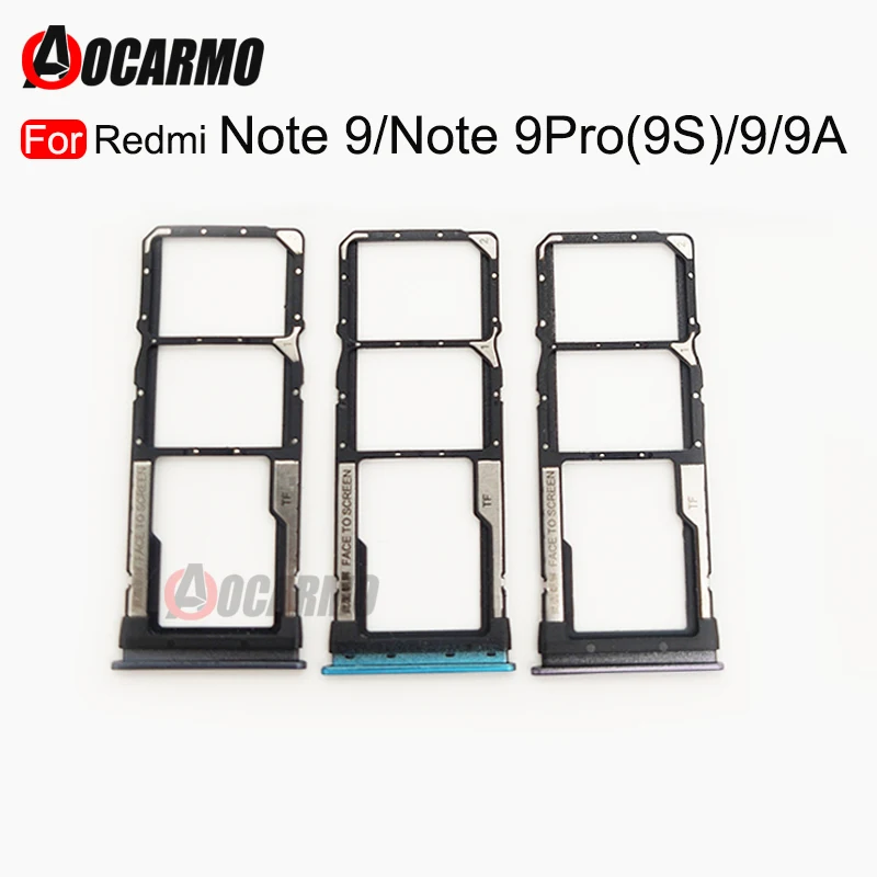 Aocarmo Sim Tray Holder For Xiaomi Redmi Note 9 Pro Note9 9S 9 9A SIM Card Tray Slot Holder Adapter Socket