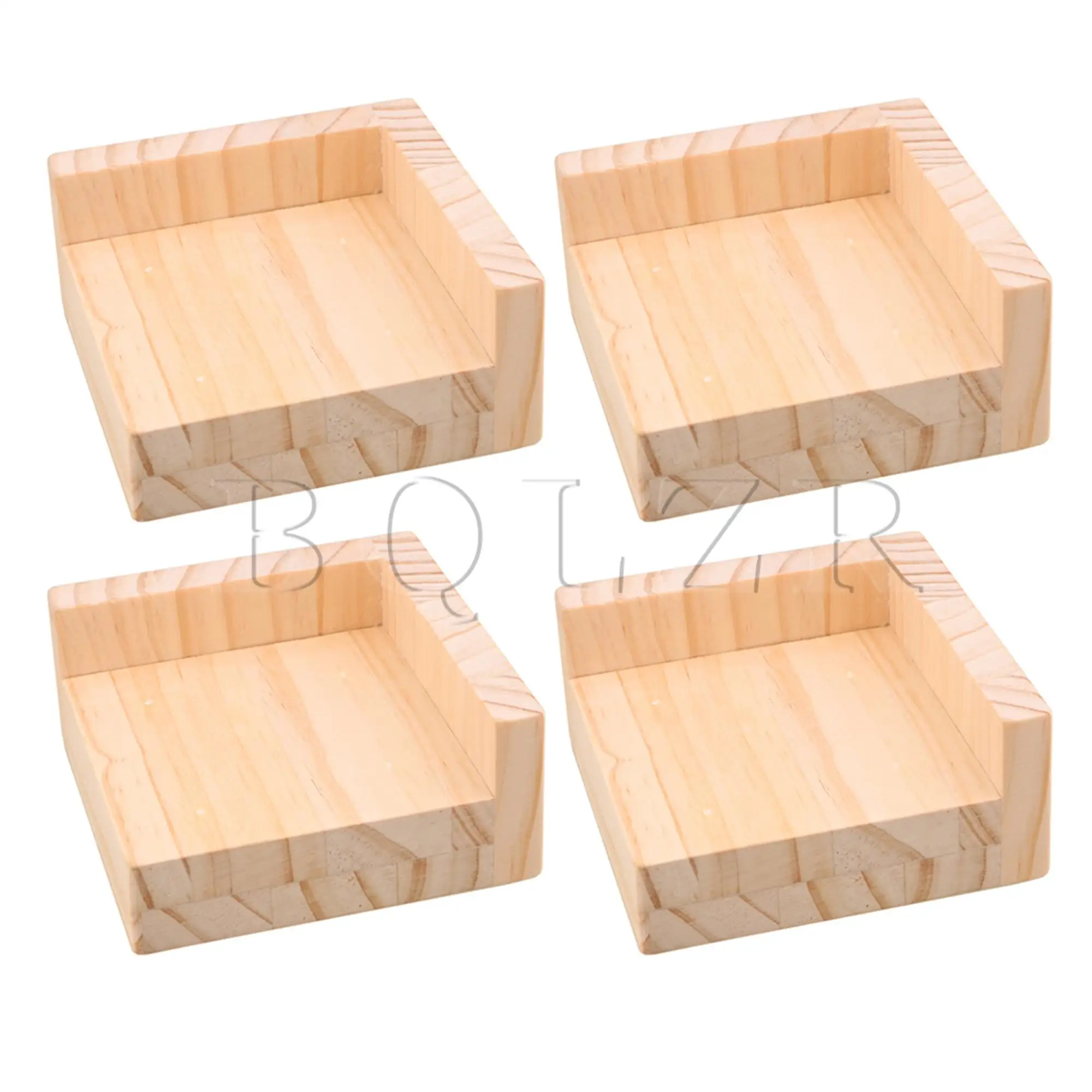 BQLZR 4PCS Card Slot Semi-Closed Wood Riser Lifter Feet for Furniture 115x115x3mm