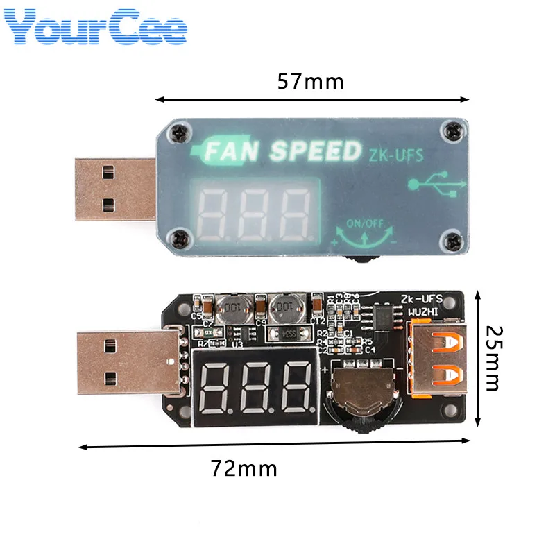 ZK-UFS USB Fan Governor Timer LED Dimming Module 5V 5W Voltage Adjustable Speed Controller For Office Car Student Dormitory