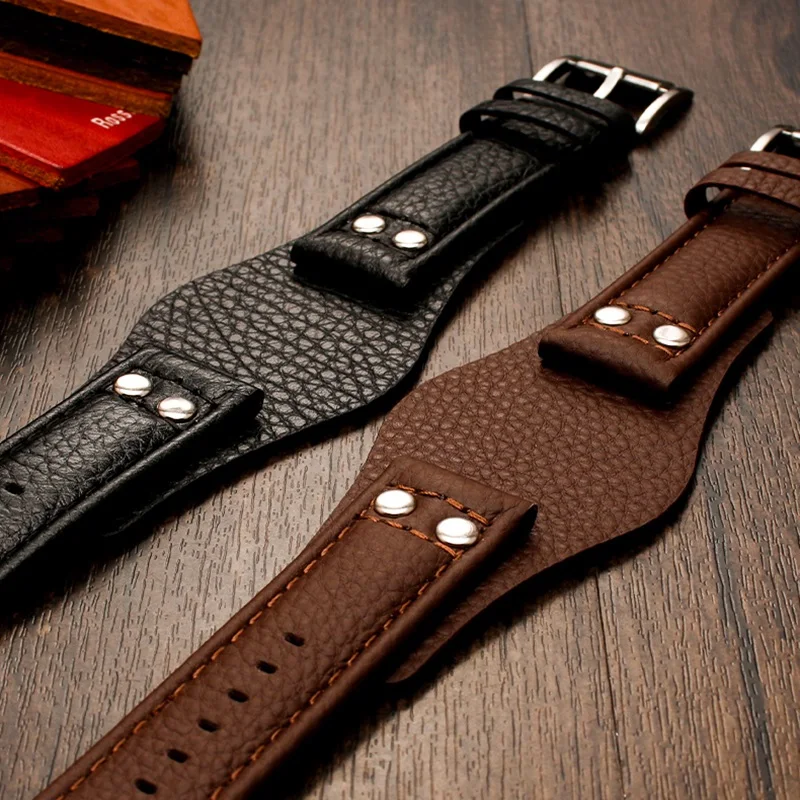 for Fossil CH2564 CH2565 CH2891 CH3051 handmade Genuine Leather Watch Strap Wristband 20mm 22mm black brown tray watchband