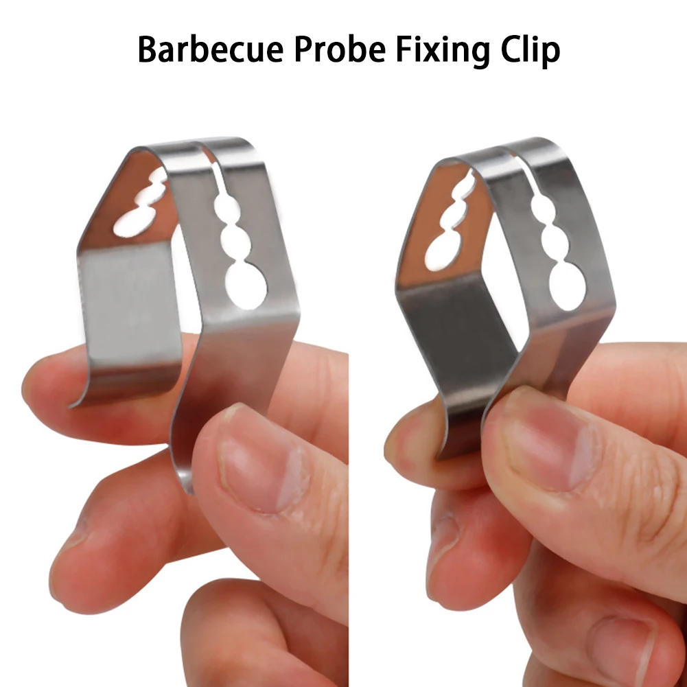 2pcs Durable Barbecue Probe Clip 3 Holes Anti-scalding Picnic Holders Stainless Steel Home Grill BBQ Accessory Kitchen Portable