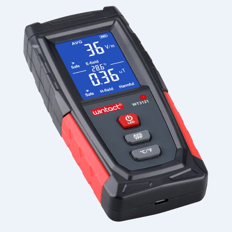 Digital Electromagnetic Radiation Detector LCD Electric Magnetic Field EMF Meter 5Hz-3500MH Frequency Tester Indicator DataLock