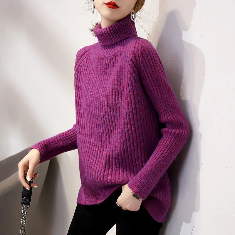 

New Women's Autumn and Winter Turtleneck Sweater Casual Loose Thick Wild Warm Knit Bottoming Pullover Women's Clothing 2650