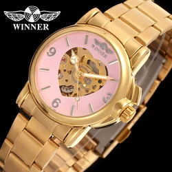 Marke Gewinner Uhr Frauen Herz-shaped Uhren Skeleton Luxus Gold Voller Stahl Automatische Mechanische Armbanduhren Reloj Mujer 2020