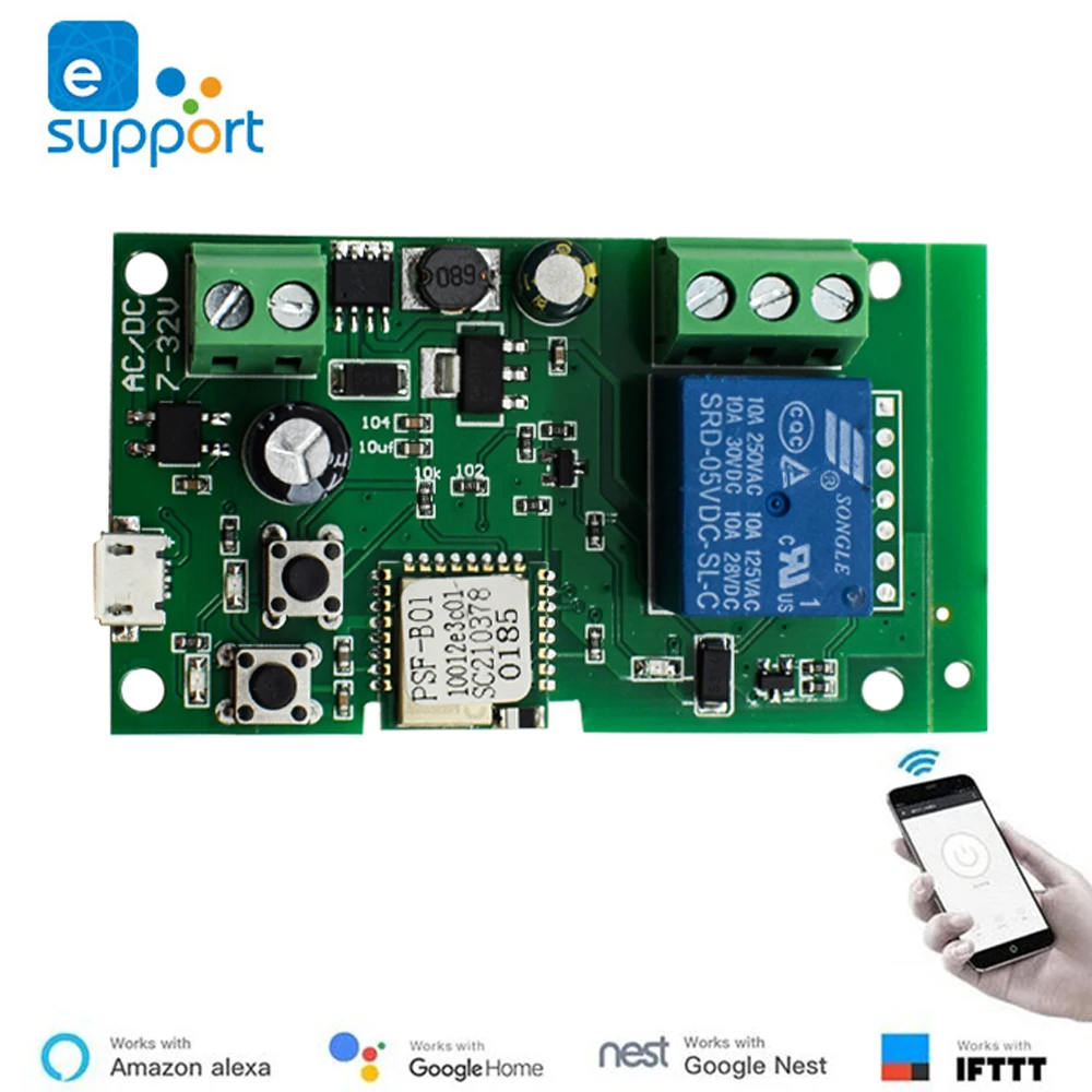 WiFi Relay Ewelink Module 5-32V DIY Switch Dry Contact Output Inching/Selflock Working Modes APP/Voice/LAN Control Smart Home