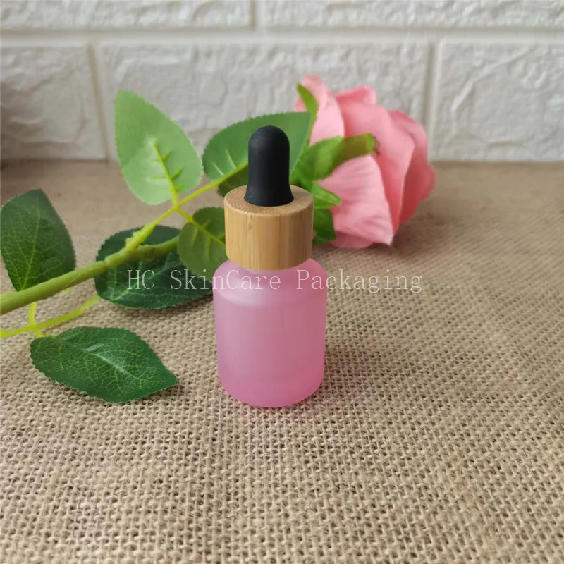 3pcs Matte Pink Dropper Bottle 15/30ml Liquid for essential massage basic oil Pipette Refillable essential oil Bottles Wholesale