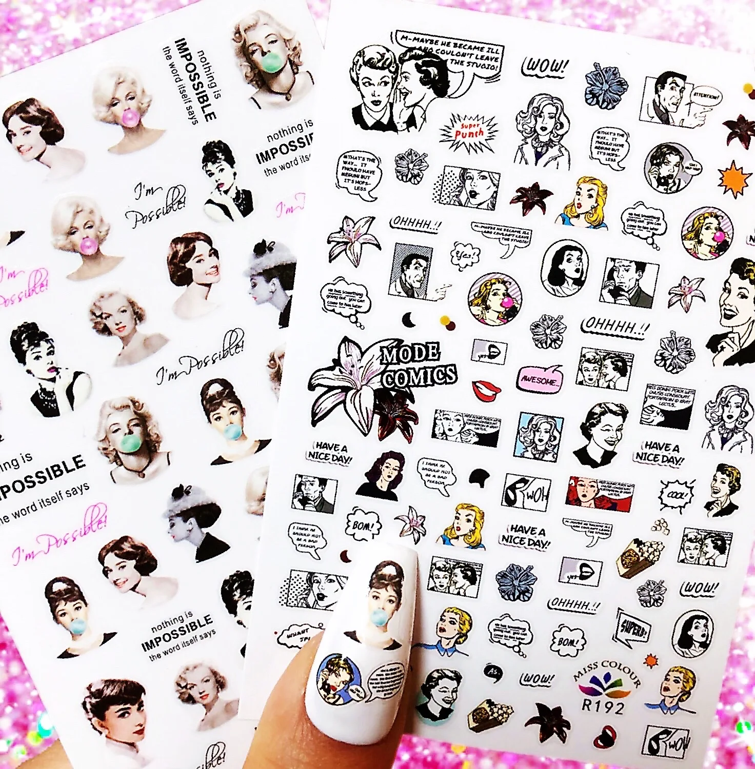 

1 sheet 3D Nail Stickers Characters Nail Art Stickers Decal Template diy nail tool decorations HL17