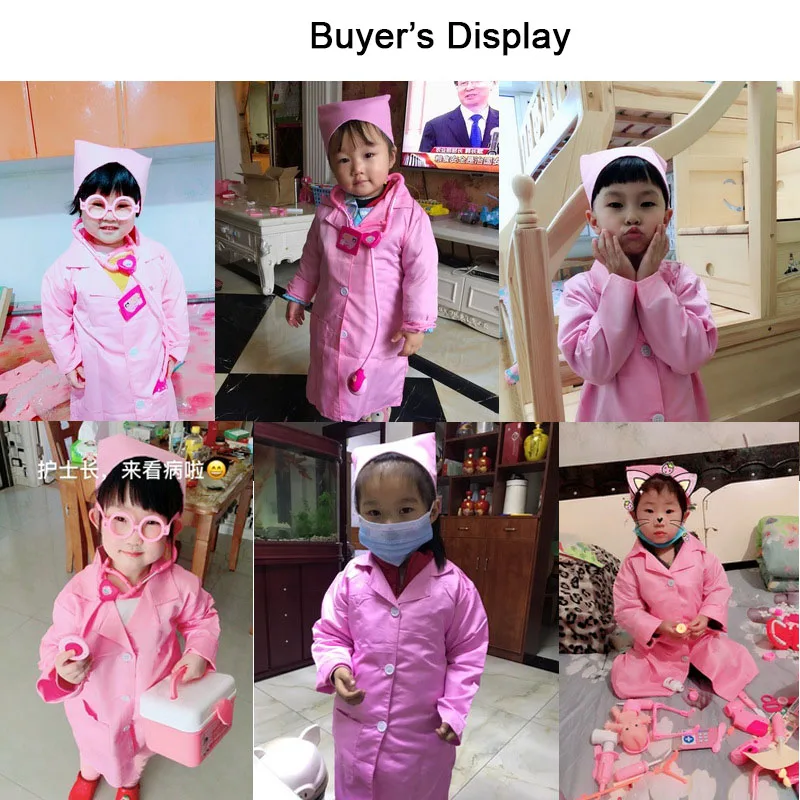 간호사 유니폼 할로윈 어린이 의사 의상, 어린이 유치원 공연 코스프레 병원 코트, 모자 포함