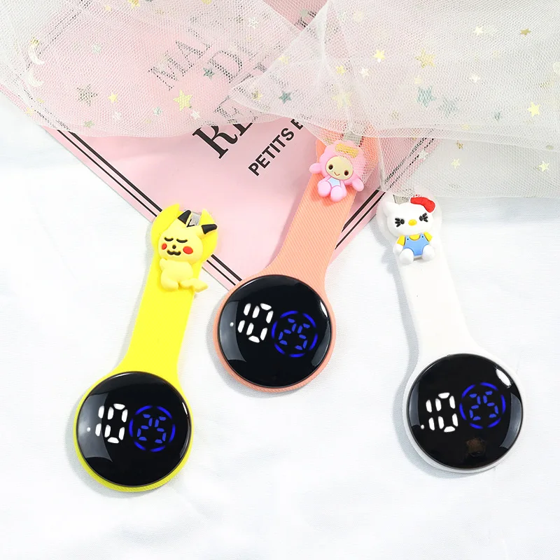 Lovely Cartoon Models Nurse Doctor Watch Silicone Pocket LED Watches Women Colourful gift for Hospital medical badge reel