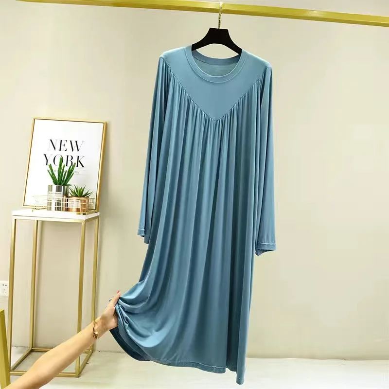 Casual Large Size Modal Cotton Nightgowns For Women Loose Long Sleeve Nightshirt Female Autumn Winter Spring Home Dresses