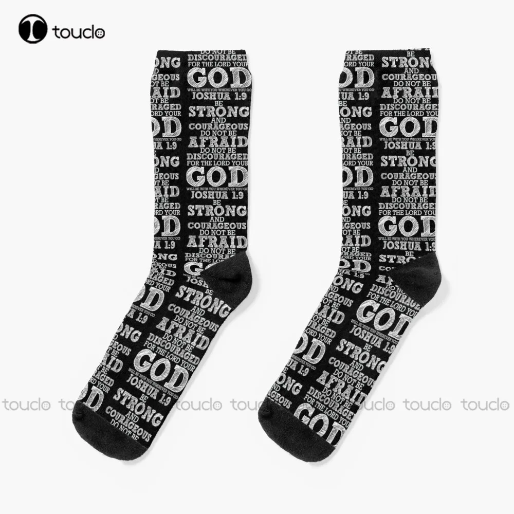 

Joshua 1:9 Socks Womens White Socks Christmas Gift Unisex Adult Teen Youth Socks Custom 360° Digital Print Women Men Funny Sock