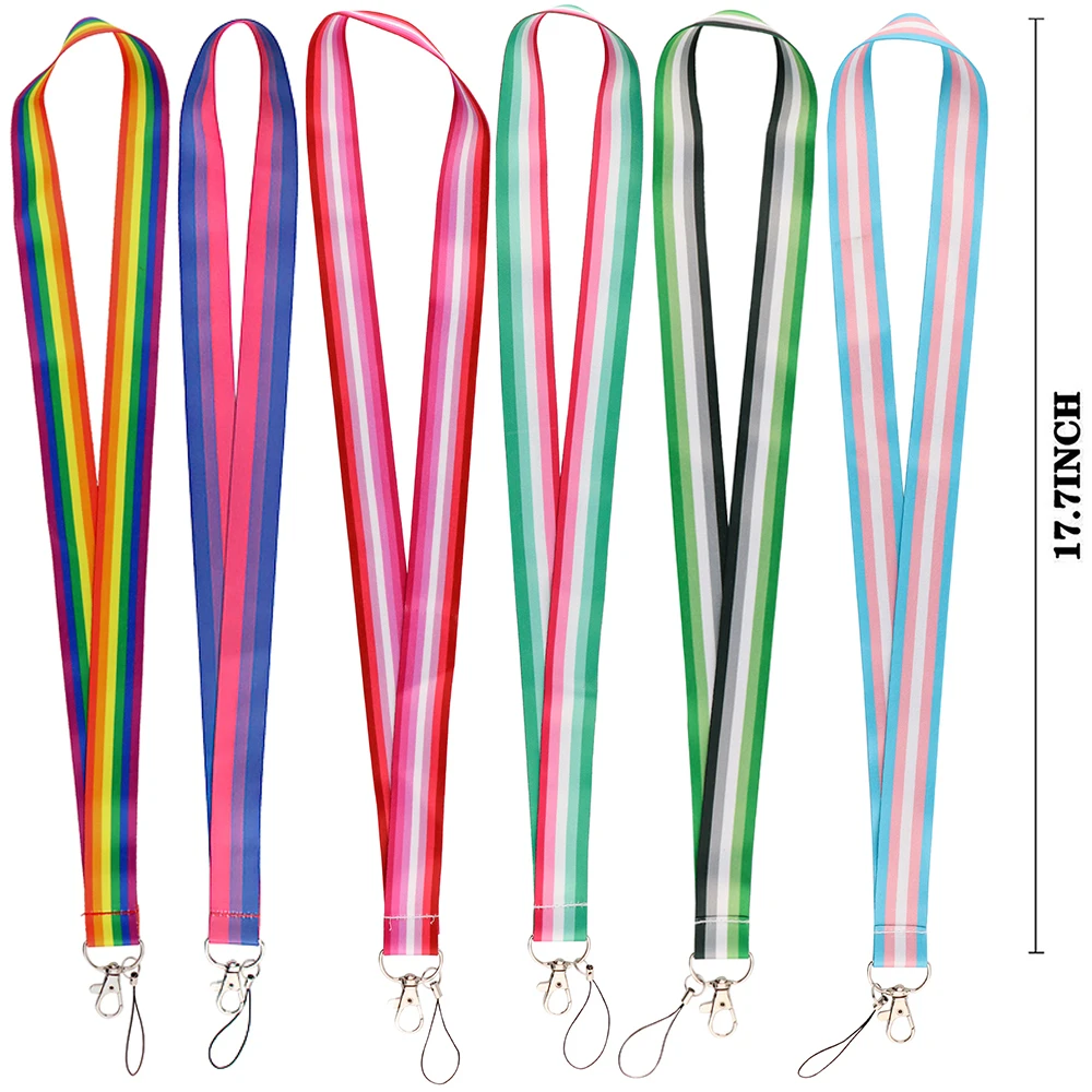 LX1025 Rainbow Phone Straps Bisexual Ribbon Neck Strap Homosexual Lanyard for Keys ID Badge Holder Keychain Lariat Phone Rope