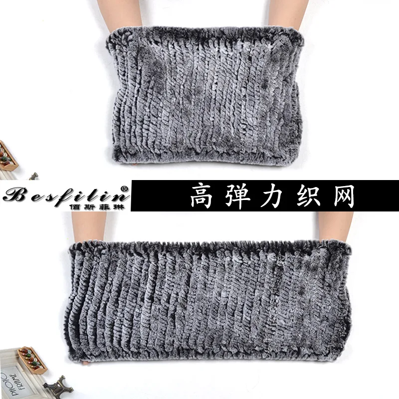 Natural Rex Rabbit Fur Woven Scarf for Women, High Elastic Shawl, Woven Scarf, Shoulder Cover, Keep Warm, Autumn and Winter