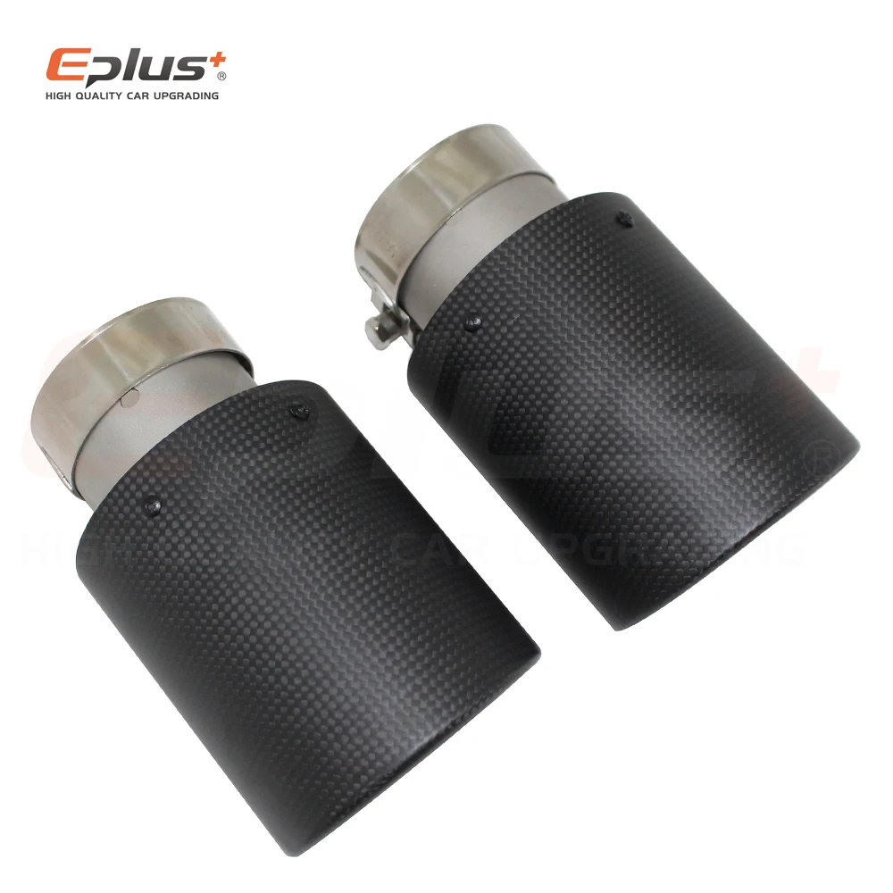 Car Carbon Fibre Matte Exhaust System Muffler Pipe Tip Curl Universal Silver Stainless Mufflers Decorations For Akrapovic