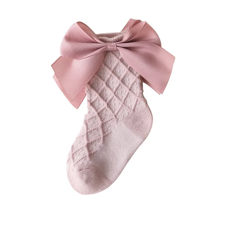 Lawadka 2024 Newborn Baby Sock For Girls Solid Bow Cotton Fashion Kids Girl Soft Princess Children Socks 6M-6Years Spring Summer