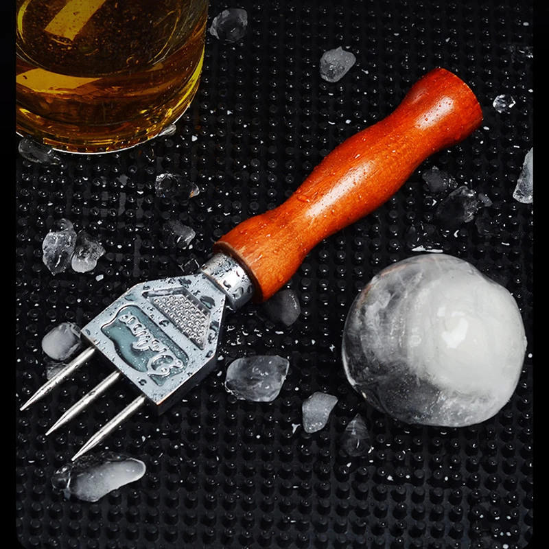 Ice Pick Sturdy Stainless Steel Three Pronged Chipper With Solid Wood Handle Ice crushers for Cocktail Bartender bar tools