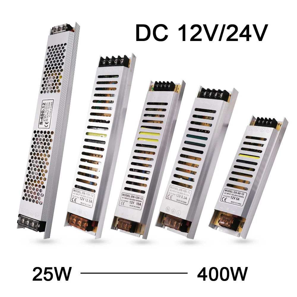 

LED Power Supply Transformer AC 220V To DC 12V 24V 400W 300W 150W 100W 60W 25W Power Source Adapter Switching For Led Strip CCTV