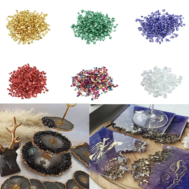 50g/Lot Colorful Small Stones Broken Glass Nail Gravel Glitter Rhinestone for DIY Epoxy Resin Filler Pendant Jewelry Making