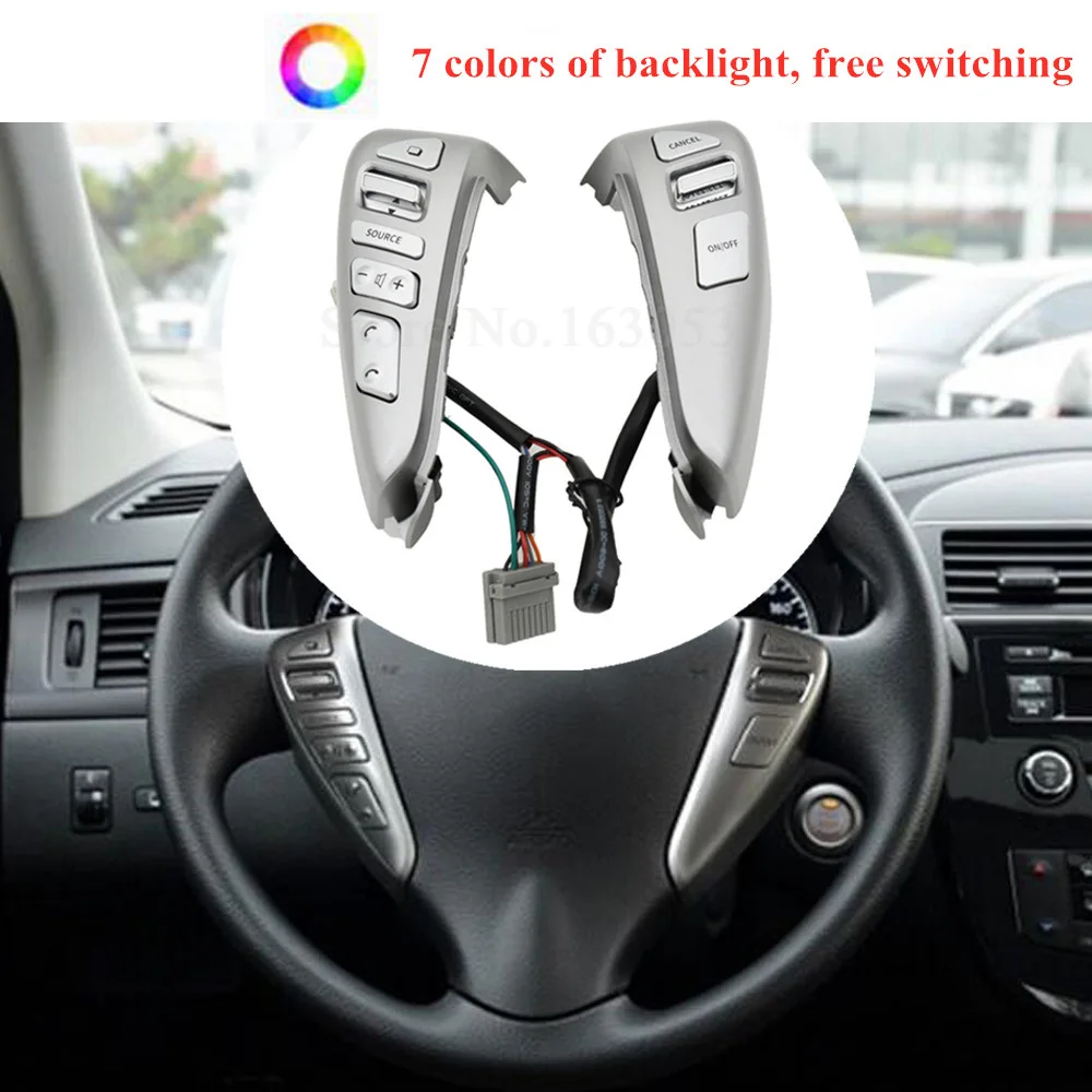 

Переключатели Bluetooth на рулевое колесо круиз-контроля для NISSAN TIIDA SENTRA SUNNY Livina ALMERA, подсветка 7 цветов, свободный переключатель