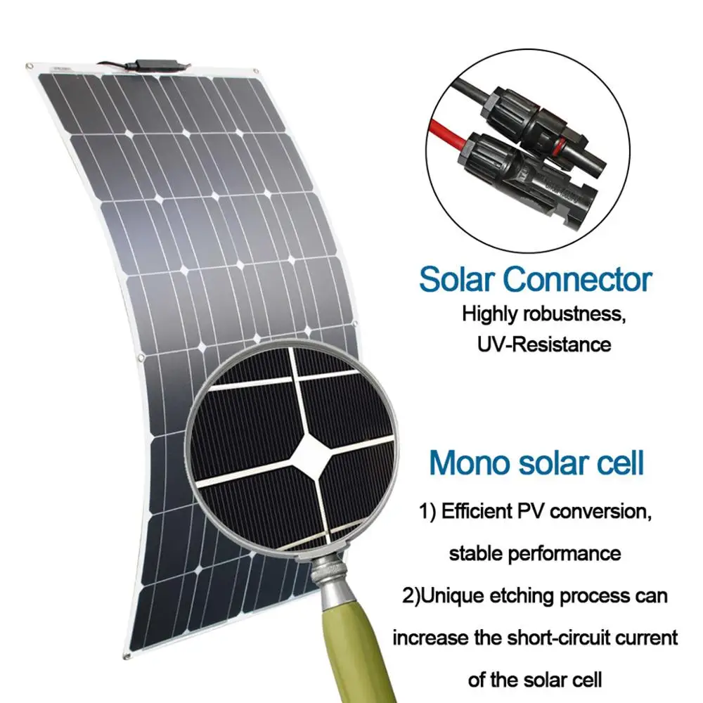 Wysokiej jakości elastyczny zestaw paneli słonecznych 300w do akumulatora 12v sprzęt agd łatwy w instalacji