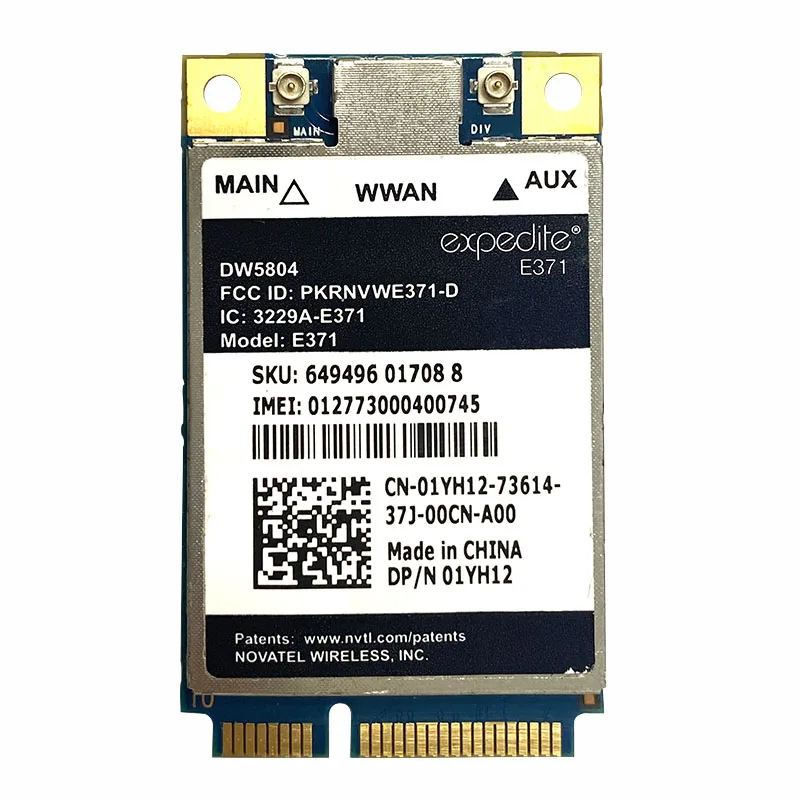 Odblokowany dw5804 bezprzewodowa mobilna łączność szerokopasmowa 4g lte/wwan 01yh12 e371 karta pci-e 3g/4g moduł modemu wcdma dla dell